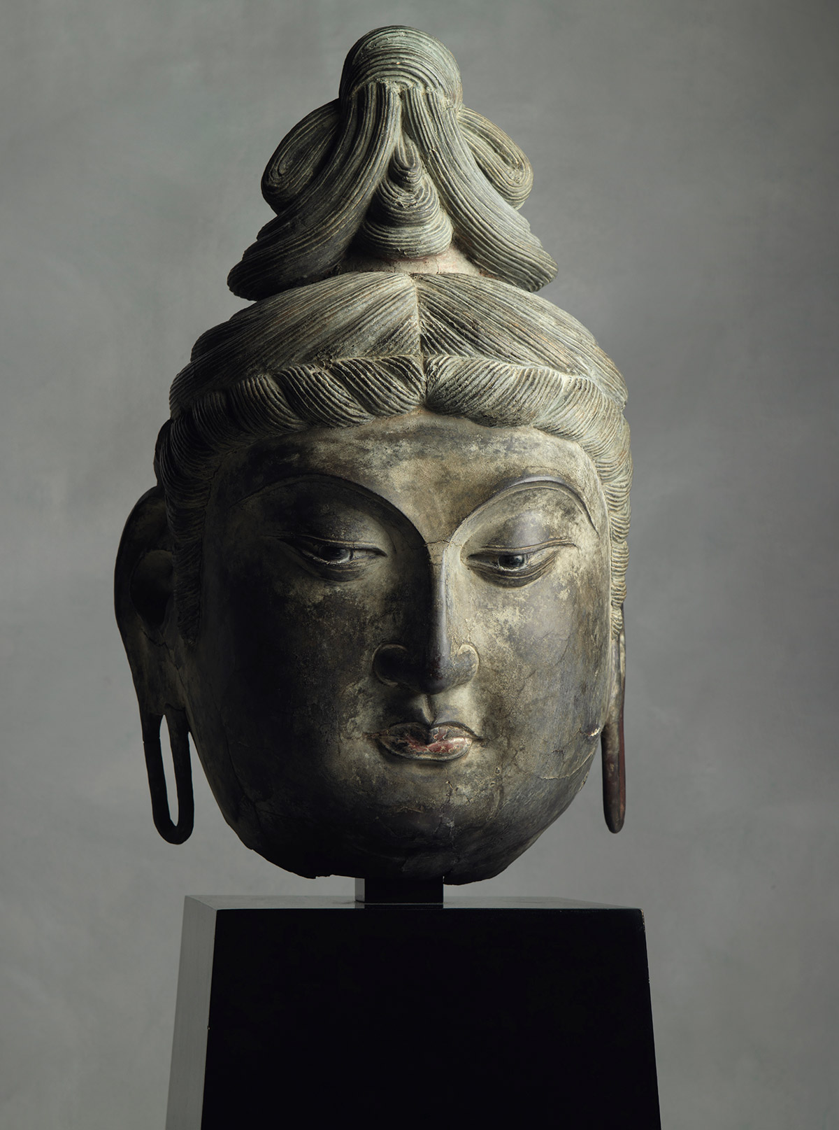 Large Dry Lacquer Head of a Bodhisattva