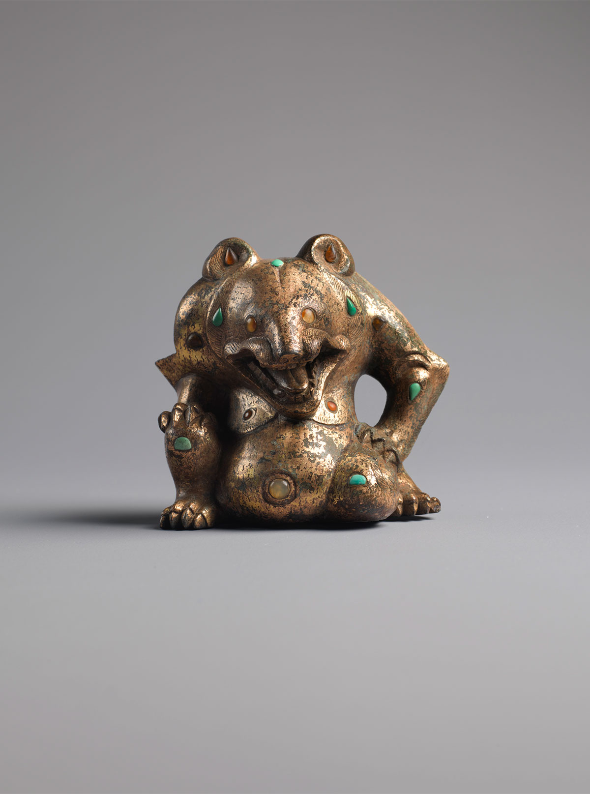 Gilt-bronze, Agate and Turquoise Bear