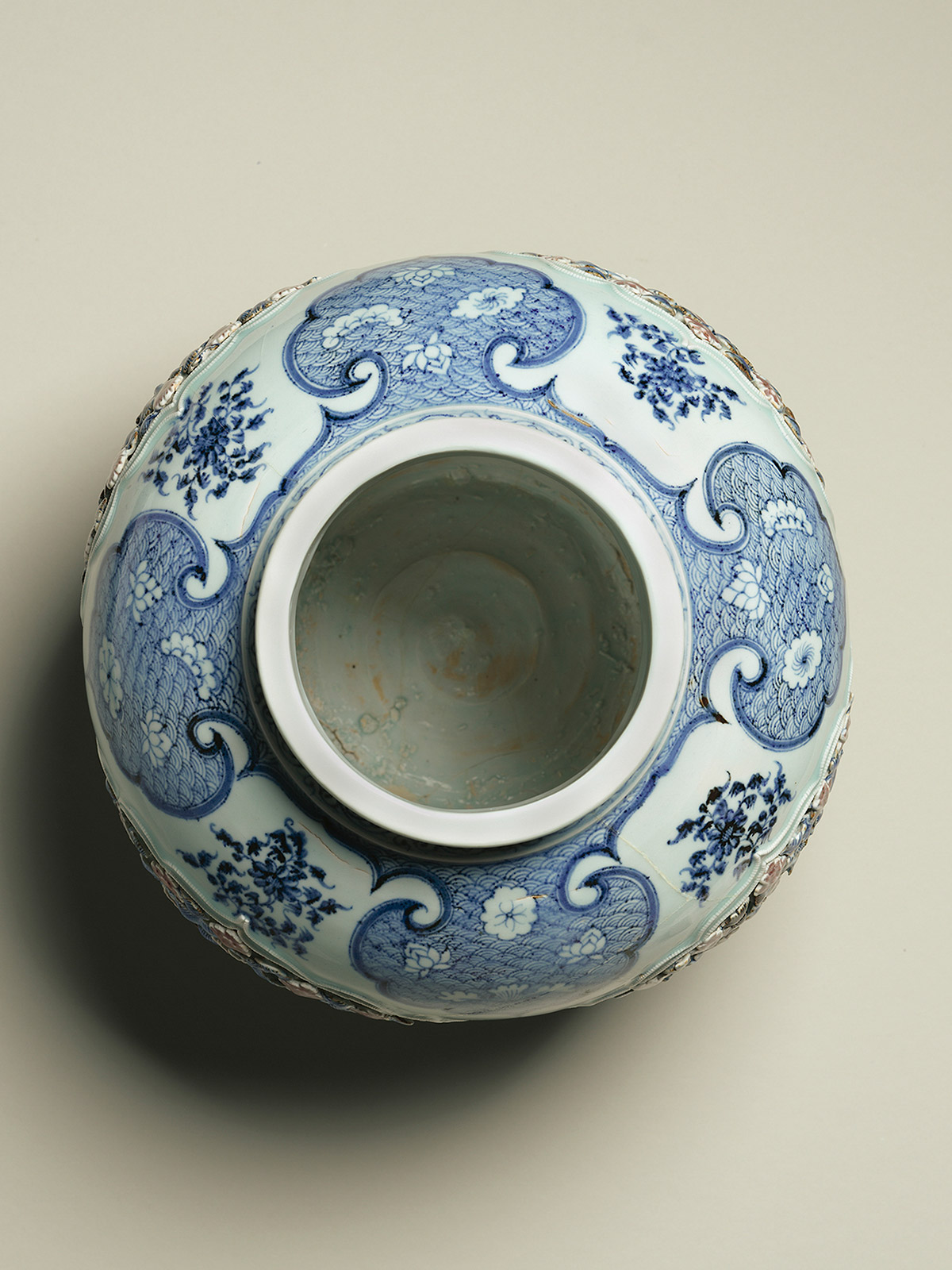 2. Large underglaze blue and copper red porcelain jar (guan)