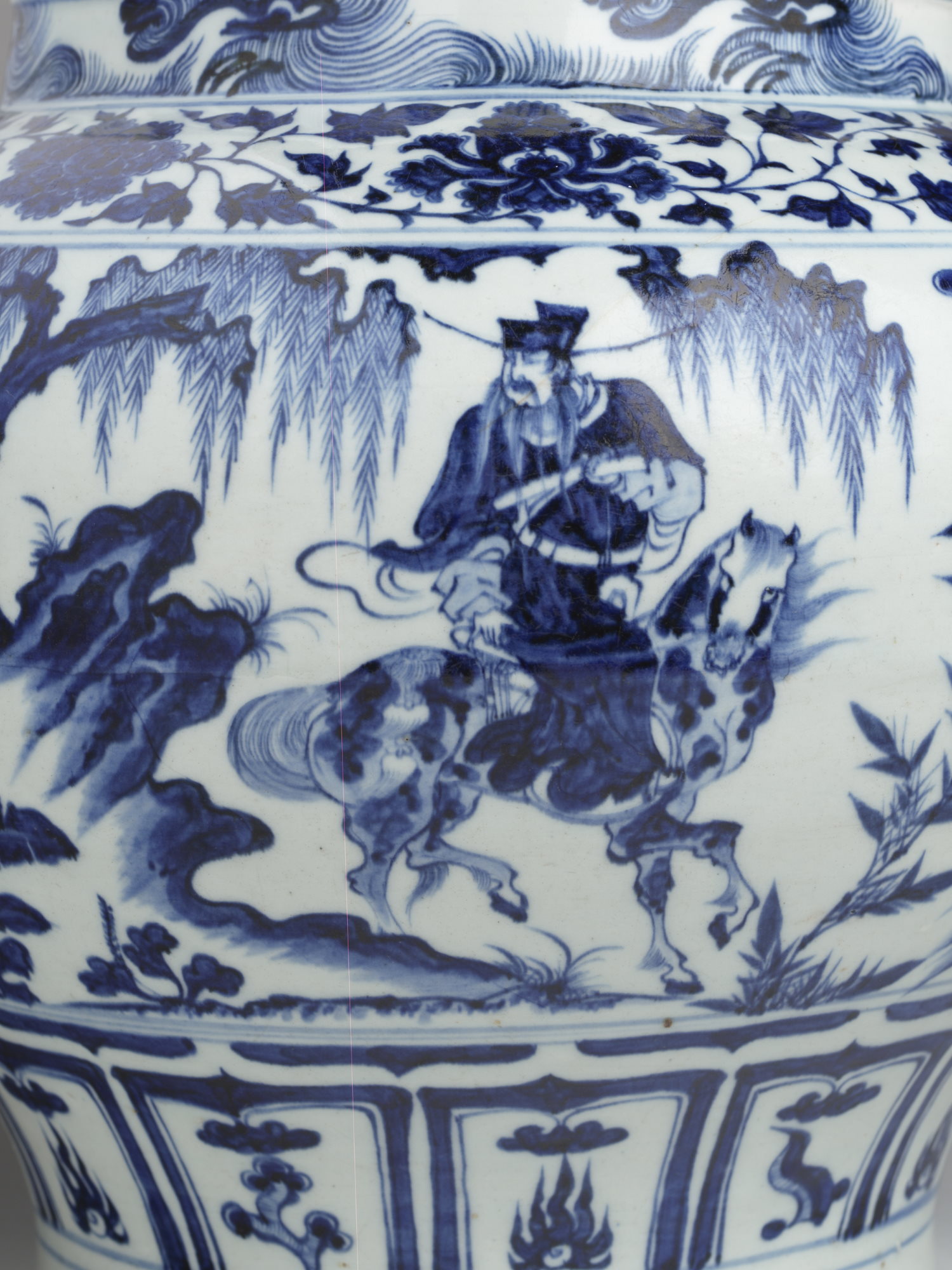 A rare and important blue and white porcelain ‘Guiguzi xia shan’ guan jar