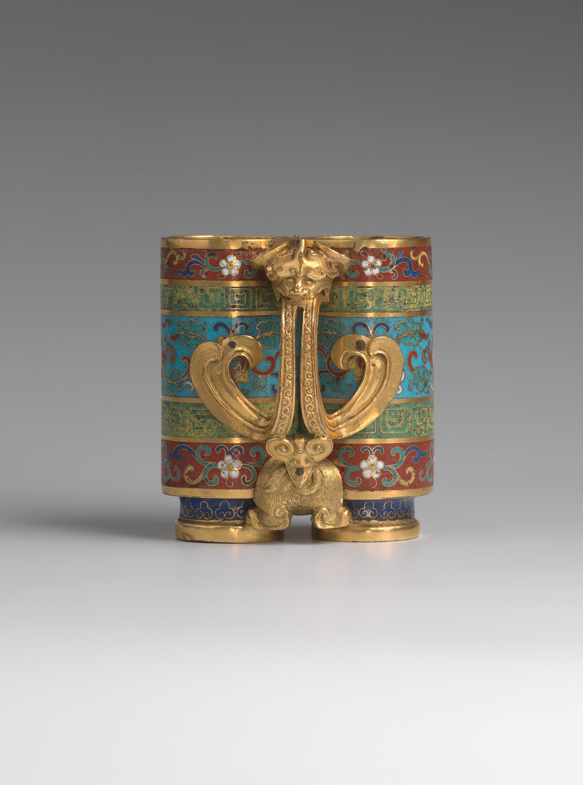 Cloisonné Enamel and Gilt Copper Double Container