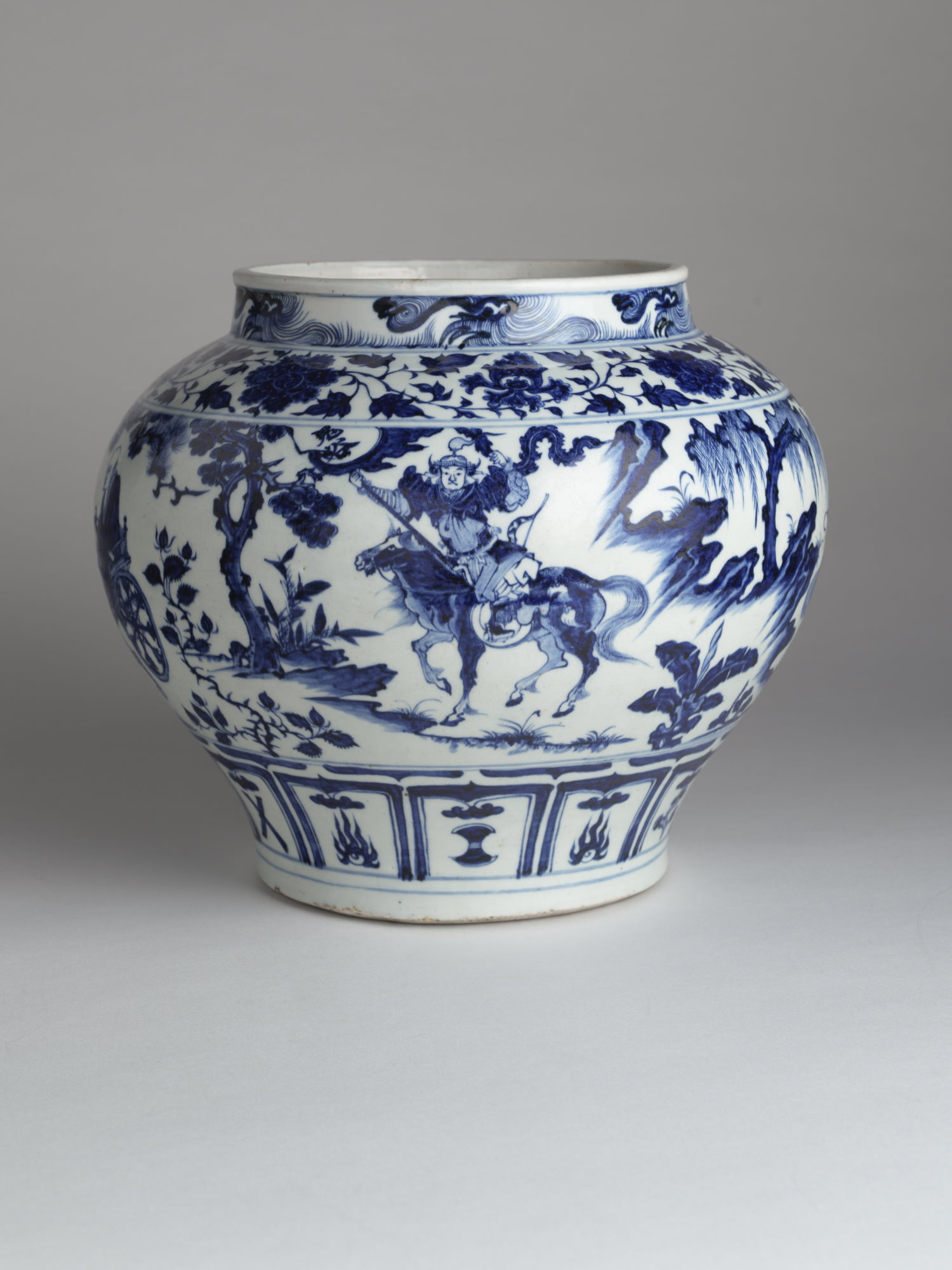 A rare and important blue and white porcelain ‘Guiguzi xia shan’ guan jar