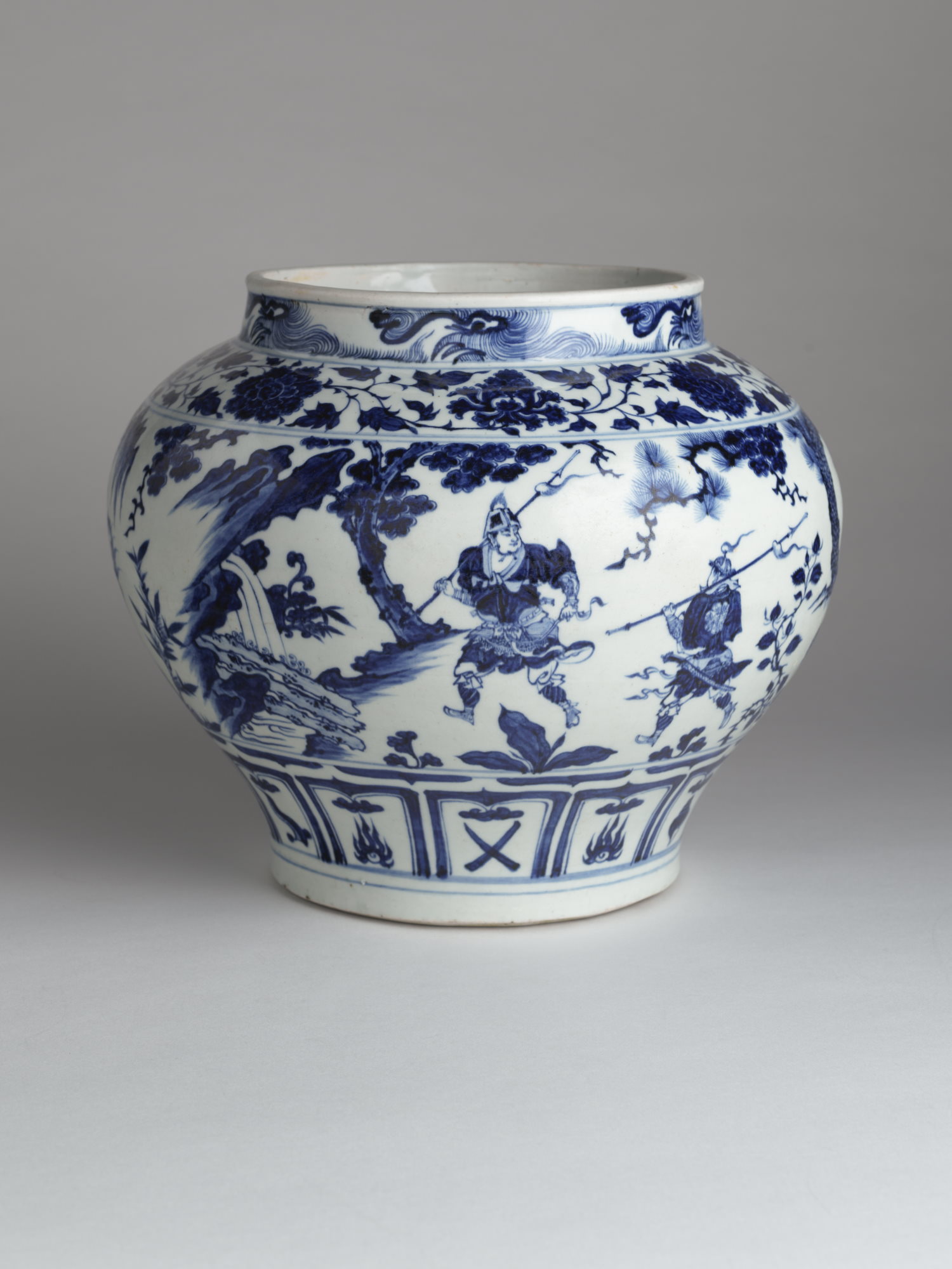 A rare and important blue and white porcelain ‘Guiguzi xia shan’ guan jar