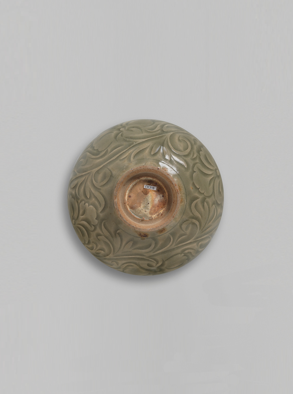 Celadon-glazed stoneware bowl and cover